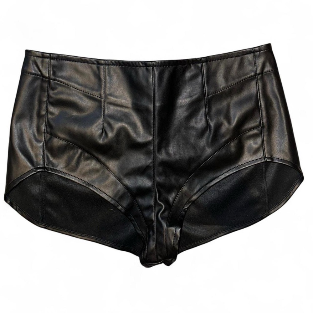 Free People Keep It Brief Leather Micro Shorts
